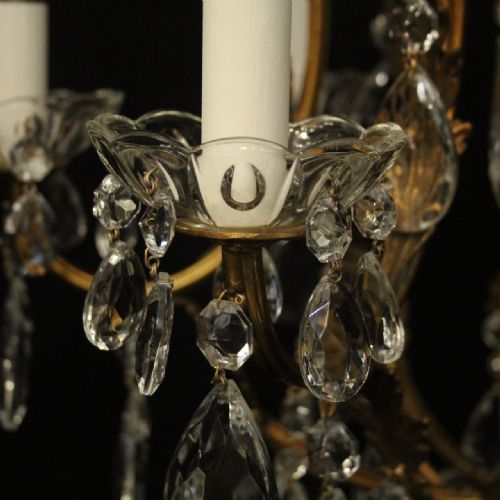 FRENCH GILDED CRYSTAL 7 LIGHT BIRDCAGE ANTIQUE CHANDELIER - ADDITIONAL PHOTO 5