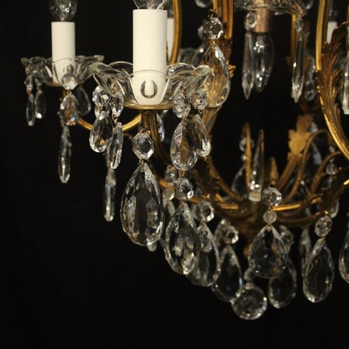 FRENCH GILDED CRYSTAL 7 LIGHT BIRDCAGE ANTIQUE CHANDELIER - ADDITIONAL PHOTO 6