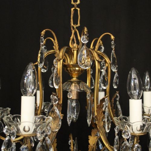 FRENCH GILDED CRYSTAL 7 LIGHT BIRDCAGE ANTIQUE CHANDELIER - ADDITIONAL PHOTO 8