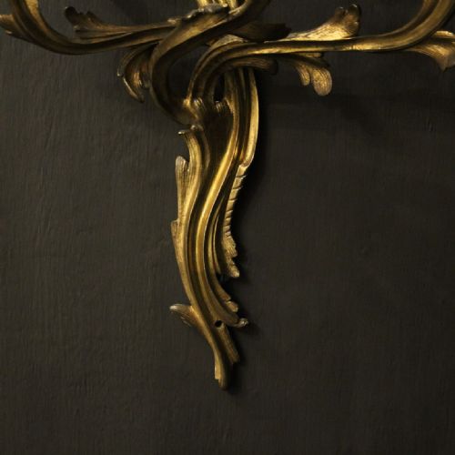 FRENCH SET OF 4 GILDED BRONZE ANTIQUE WALL SCONCES - ADDITIONAL PHOTO 8