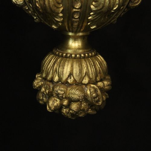 ENGLISH 19TH C GILDED BRONZE 6 LIGHT ANTIQUE CHANDELIER - ADDITIONAL PHOTO 7