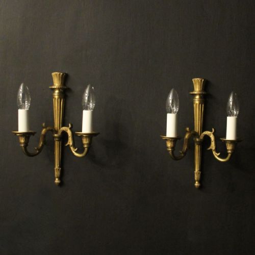 french pair of empire gilded brass wall lights - CATEGORY: ANTIQUE LIGHTING - DATED 1930