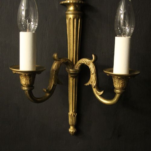 FRENCH PAIR OF EMPIRE GILDED BRASS WALL LIGHTS - ADDITIONAL PHOTO 2