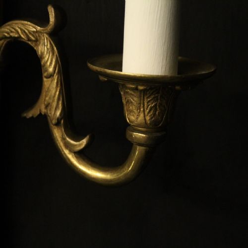 FRENCH PAIR OF EMPIRE GILDED BRASS WALL LIGHTS - ADDITIONAL PHOTO 3