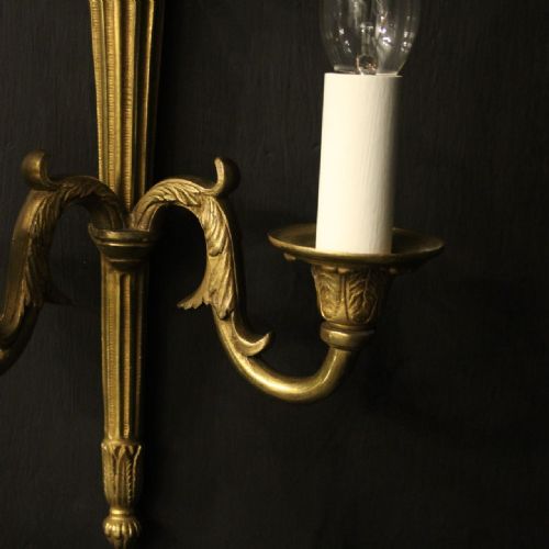 FRENCH PAIR OF EMPIRE GILDED BRASS WALL LIGHTS - ADDITIONAL PHOTO 4