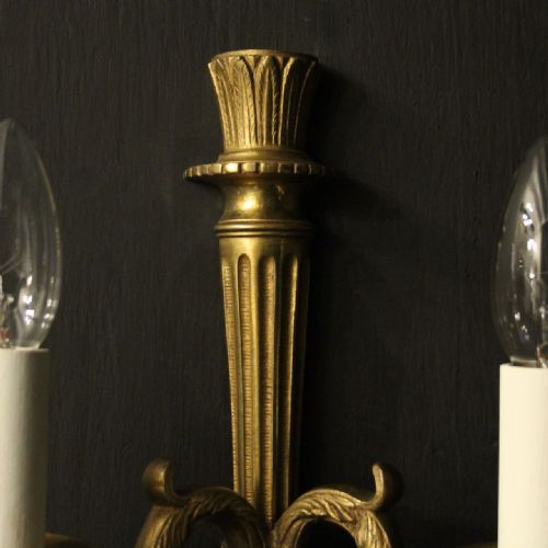 FRENCH PAIR OF EMPIRE GILDED BRASS WALL LIGHTS - ADDITIONAL PHOTO 6