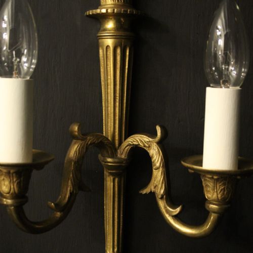 FRENCH PAIR OF EMPIRE GILDED BRASS WALL LIGHTS - ADDITIONAL PHOTO 7