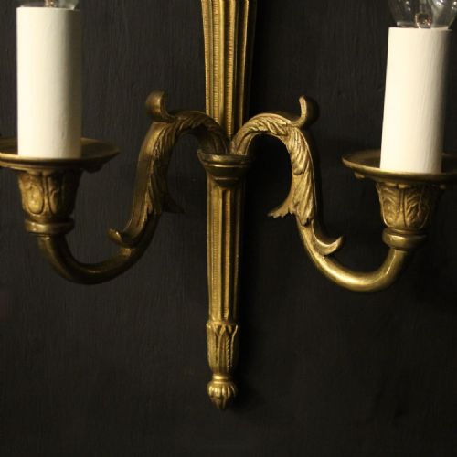 FRENCH PAIR OF EMPIRE GILDED BRASS WALL LIGHTS - ADDITIONAL PHOTO 8