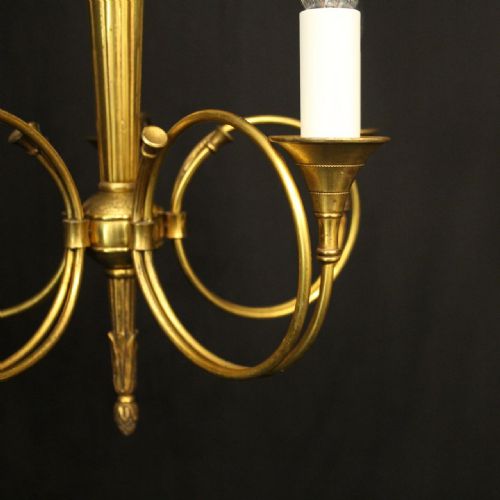 FRENCH GILDED BRONZE EMPIRE 5 LIGHT ANTIQUE CHANDELIER - ADDITIONAL PHOTO 2