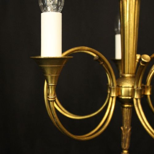 FRENCH GILDED BRONZE EMPIRE 5 LIGHT ANTIQUE CHANDELIER - ADDITIONAL PHOTO 3