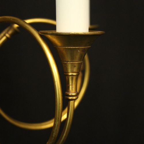 FRENCH GILDED BRONZE EMPIRE 5 LIGHT ANTIQUE CHANDELIER - ADDITIONAL PHOTO 4