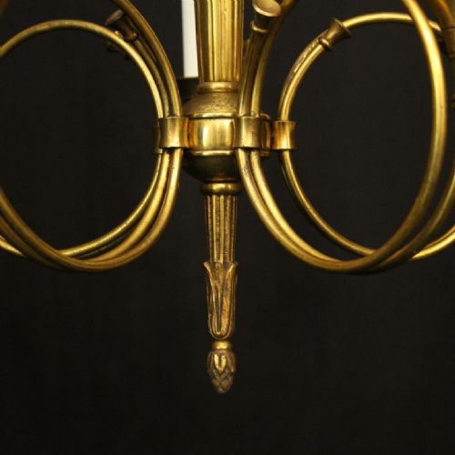 FRENCH GILDED BRONZE EMPIRE 5 LIGHT ANTIQUE CHANDELIER - ADDITIONAL PHOTO 6