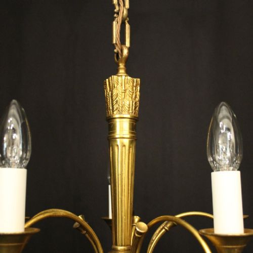 FRENCH GILDED BRONZE EMPIRE 5 LIGHT ANTIQUE CHANDELIER - ADDITIONAL PHOTO 7