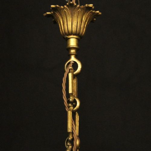 FRENCH GILDED BRONZE EMPIRE 5 LIGHT ANTIQUE CHANDELIER - ADDITIONAL PHOTO 9