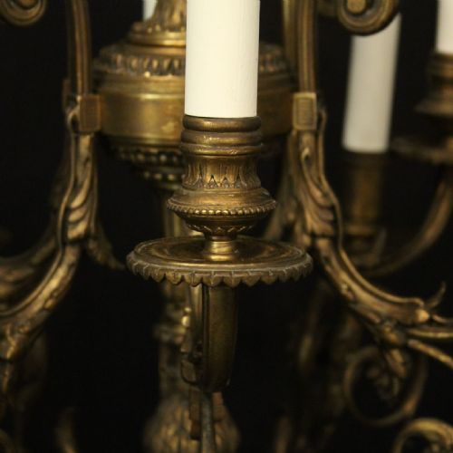 FRENCH GILDED BRONZE 12 LIGHT ANTIQUE CHANDELIER - ADDITIONAL PHOTO 4