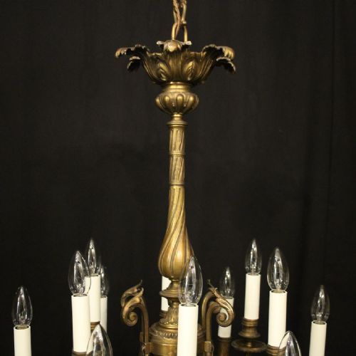 FRENCH GILDED BRONZE 12 LIGHT ANTIQUE CHANDELIER - ADDITIONAL PHOTO 7