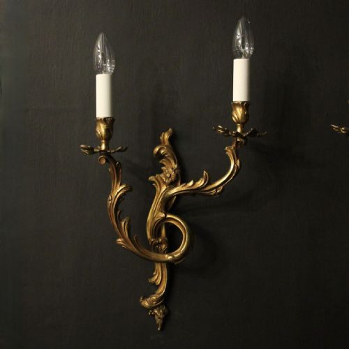 FRENCH PAIR OF GILDED BRONZE WALL LIGHTS - ADDITIONAL PHOTO 1