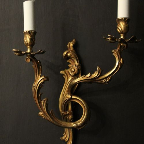 FRENCH PAIR OF GILDED BRONZE WALL LIGHTS - ADDITIONAL PHOTO 2