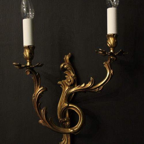 FRENCH PAIR OF GILDED BRONZE WALL LIGHTS - ADDITIONAL PHOTO 3