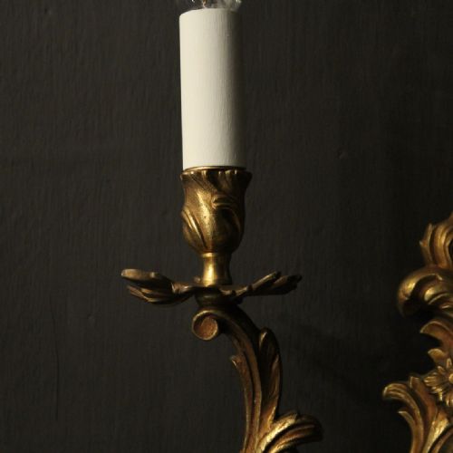 FRENCH PAIR OF GILDED BRONZE WALL LIGHTS - ADDITIONAL PHOTO 5