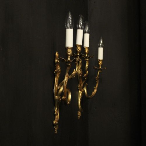 FRENCH PAIR OF GILDED BRONZE WALL LIGHTS - ADDITIONAL PHOTO 9