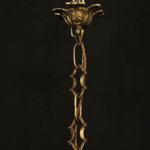 FRENCH GILDED BRONZE 6 LIGHT ANTIQUE CHANDELIER - ADDITIONAL PHOTO 9