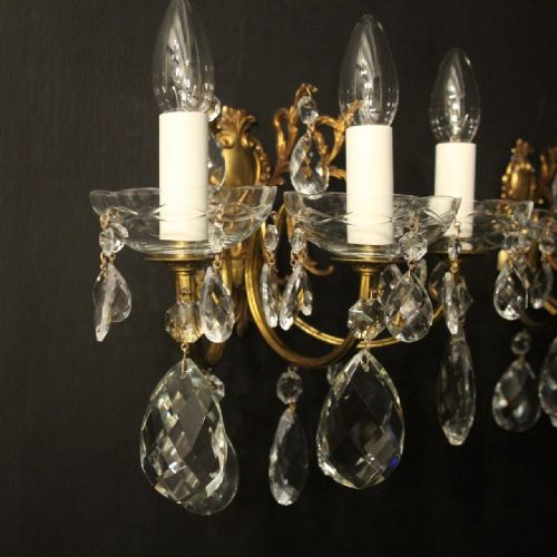 FRENCH PAIR OF GILDED TRIPLE ARM WALL LIGHTS - ADDITIONAL PHOTO 7