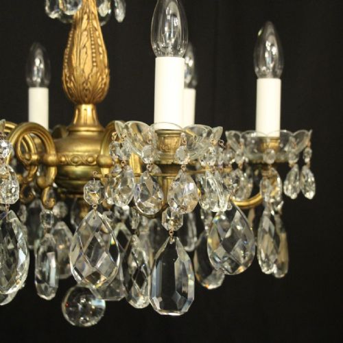 FRENCH GILDED BRONZE 6 LIGHT ANTIQUE CHANDELIER - ADDITIONAL PHOTO 1