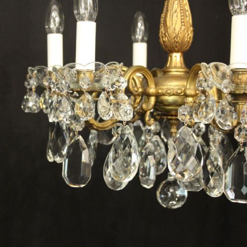 FRENCH GILDED BRONZE 6 LIGHT ANTIQUE CHANDELIER - ADDITIONAL PHOTO 2