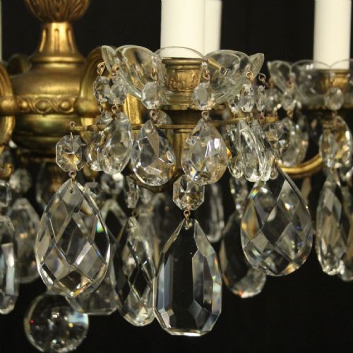FRENCH GILDED BRONZE 6 LIGHT ANTIQUE CHANDELIER - ADDITIONAL PHOTO 3