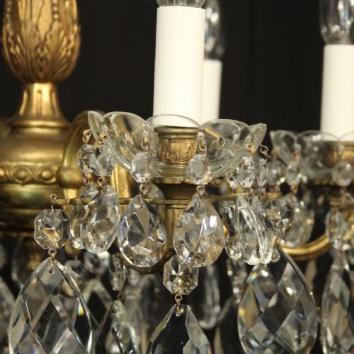 FRENCH GILDED BRONZE 6 LIGHT ANTIQUE CHANDELIER - ADDITIONAL PHOTO 4