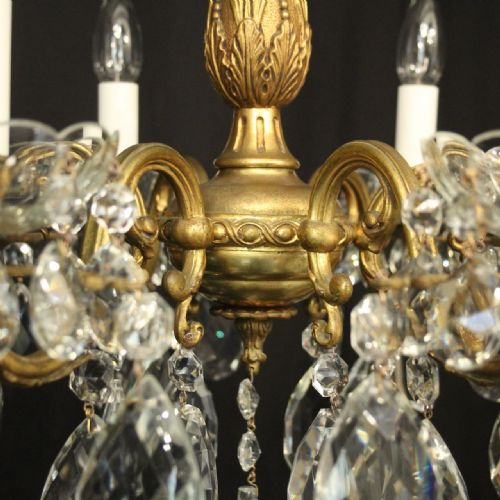 FRENCH GILDED BRONZE 6 LIGHT ANTIQUE CHANDELIER - ADDITIONAL PHOTO 5