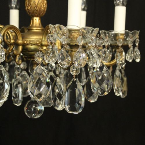 FRENCH GILDED BRONZE 6 LIGHT ANTIQUE CHANDELIER - ADDITIONAL PHOTO 6