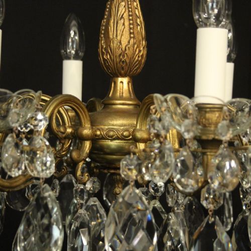FRENCH GILDED BRONZE 6 LIGHT ANTIQUE CHANDELIER - ADDITIONAL PHOTO 7