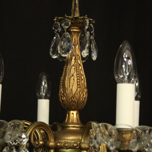 FRENCH GILDED BRONZE 6 LIGHT ANTIQUE CHANDELIER - ADDITIONAL PHOTO 8