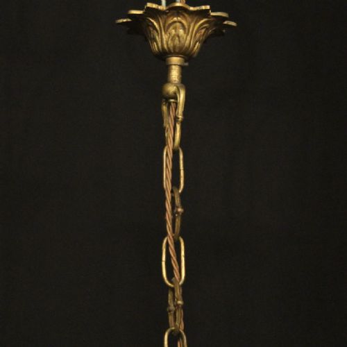 FRENCH GILDED BRONZE 6 LIGHT ANTIQUE CHANDELIER - ADDITIONAL PHOTO 9