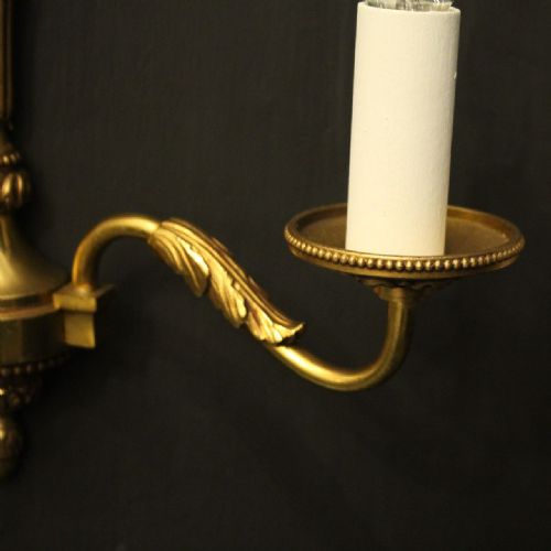 FRENCH PAIR OF GILDED ANTIQUE WALL LIGHTS - ADDITIONAL PHOTO 2