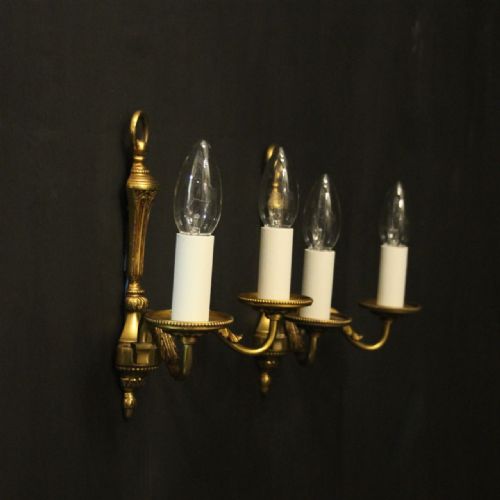 FRENCH PAIR OF GILDED ANTIQUE WALL LIGHTS - ADDITIONAL PHOTO 9