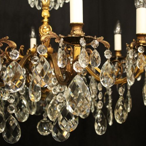 FRENCH GILDED BRONZE 10 LIGHT ANTIQUE CHANDELIER - ADDITIONAL PHOTO 1