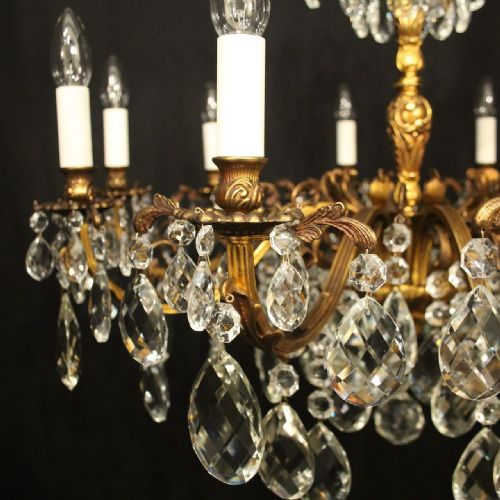 FRENCH GILDED BRONZE 10 LIGHT ANTIQUE CHANDELIER - ADDITIONAL PHOTO 2