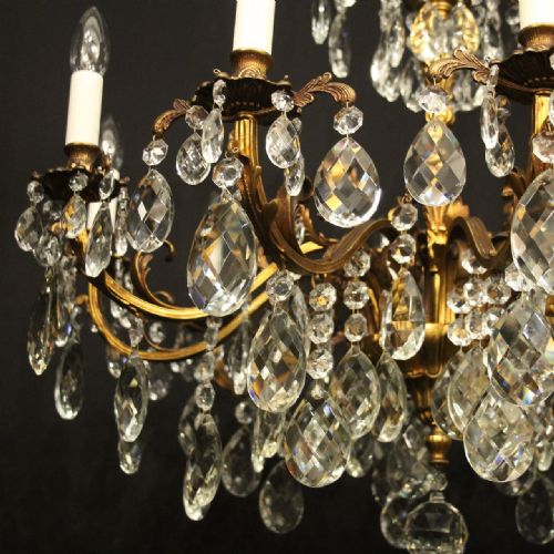 FRENCH GILDED BRONZE 10 LIGHT ANTIQUE CHANDELIER - ADDITIONAL PHOTO 5