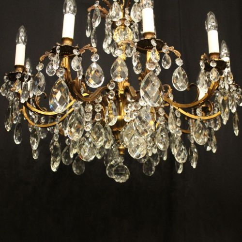 FRENCH GILDED BRONZE 10 LIGHT ANTIQUE CHANDELIER - ADDITIONAL PHOTO 6