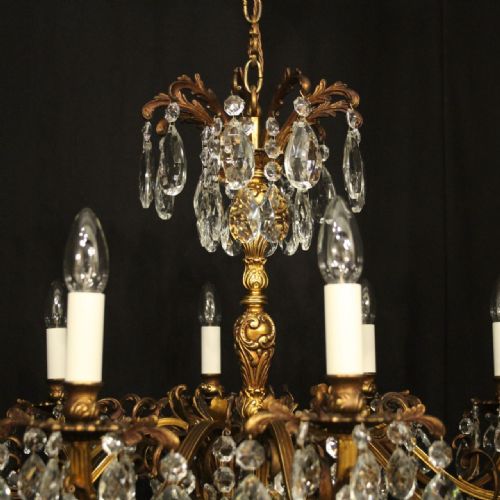 FRENCH GILDED BRONZE 10 LIGHT ANTIQUE CHANDELIER - ADDITIONAL PHOTO 7