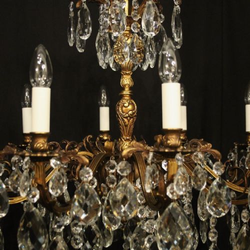 FRENCH GILDED BRONZE 10 LIGHT ANTIQUE CHANDELIER - ADDITIONAL PHOTO 8