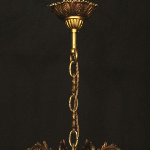 FRENCH GILDED BRONZE 10 LIGHT ANTIQUE CHANDELIER - ADDITIONAL PHOTO 9