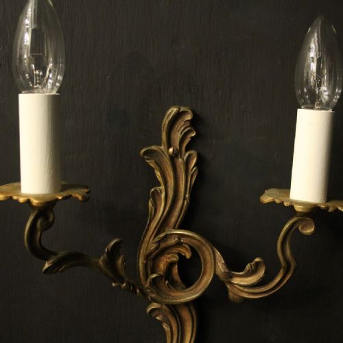 FRENCH PAIR OF GILDED TWIN ARM WALL LIGHTS - ADDITIONAL PHOTO 3