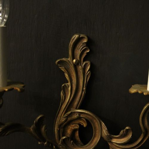 FRENCH PAIR OF GILDED TWIN ARM WALL LIGHTS - ADDITIONAL PHOTO 4