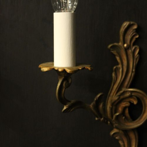 FRENCH PAIR OF GILDED TWIN ARM WALL LIGHTS - ADDITIONAL PHOTO 6