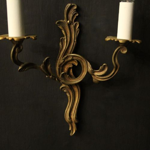 FRENCH PAIR OF GILDED TWIN ARM WALL LIGHTS - ADDITIONAL PHOTO 7