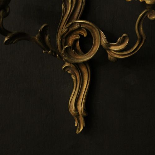 FRENCH PAIR OF GILDED TWIN ARM WALL LIGHTS - ADDITIONAL PHOTO 8